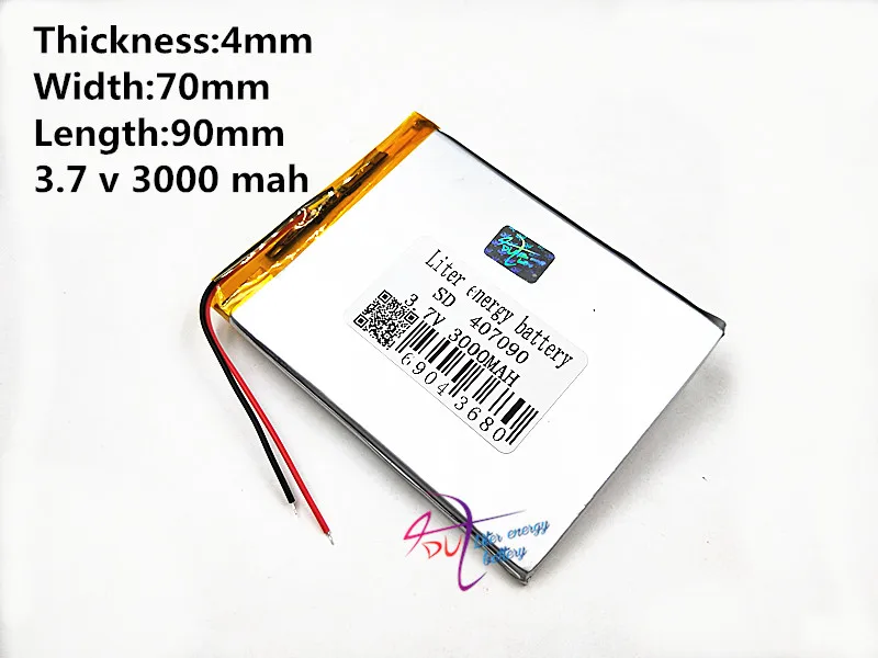 3.7 V 407090 3000 Mah Batteria A Energia Litro V712 Quad-Core Dual-Core Batteria 7-Inch Tablet Batteria Del Computer Blu Mattina V13.