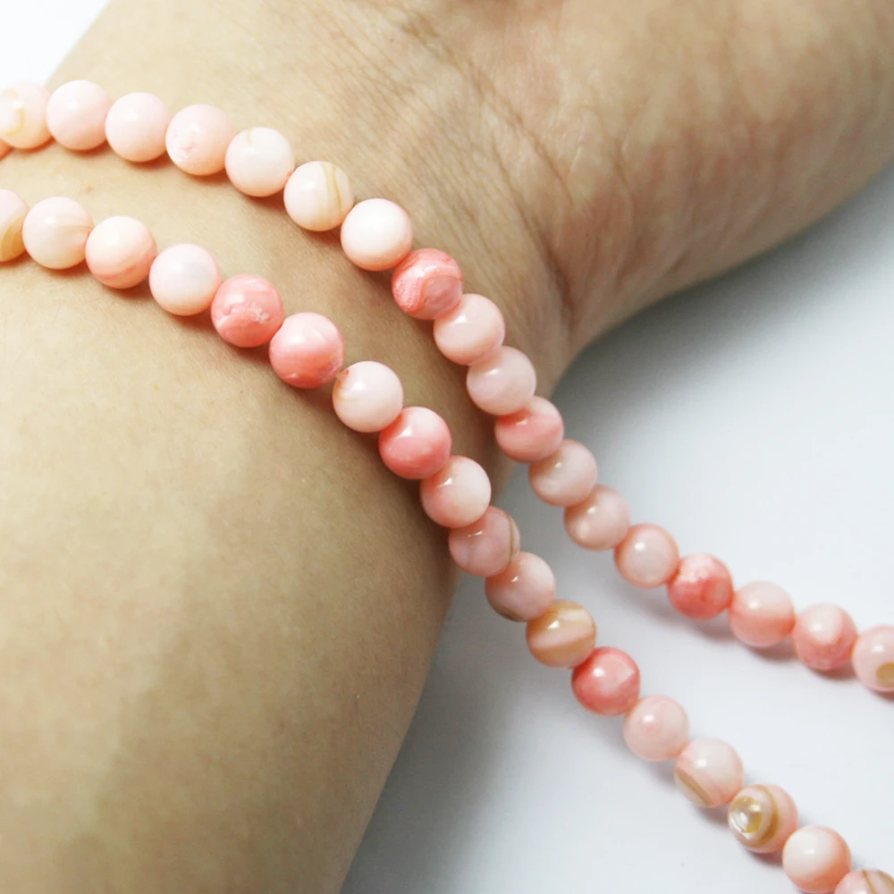 Горячая продажа 6 мм круглые бусины из натуральной пресной воды розовый цвет для
