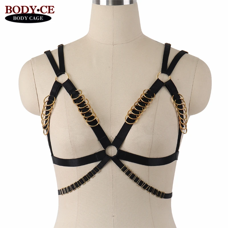 

10Pcs Body harness bra Chest Bondage Lingerie Black Elastic Strap Tops Hollow Out Fetish Harajuku Goth Women Sexy harness Belt