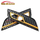Best Price as low as $99.99 Glossy black+ Orange Line Honeycomb Front Bumper Fog Lights Cover Part Accessories for Audi A4 S4 RS4 B9 2013-2015