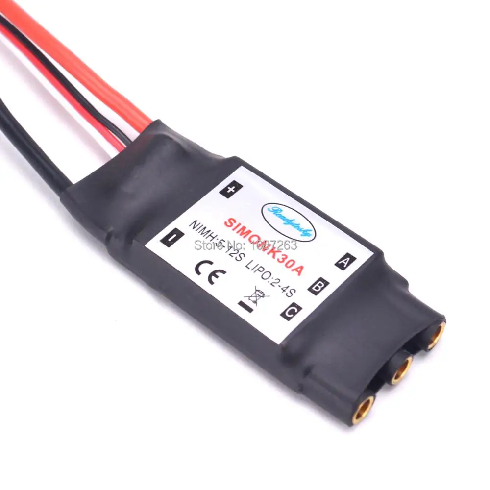 

1PCS 30A Simonk ESC Electronic Speed Controller 5V/2A BEC with 3.5mm banana connector For RC Helicopter Quadcopter
