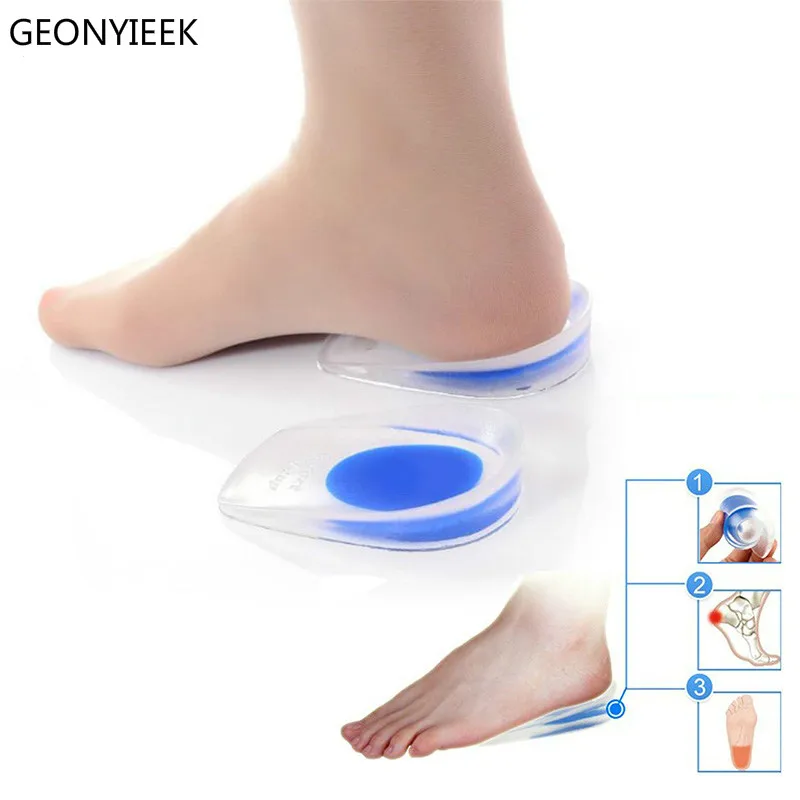 

Soft Silicone Increase Heel Support Pad Cup Gel Shock Cushion Orthotic Insole Plantar Flat Feet Care