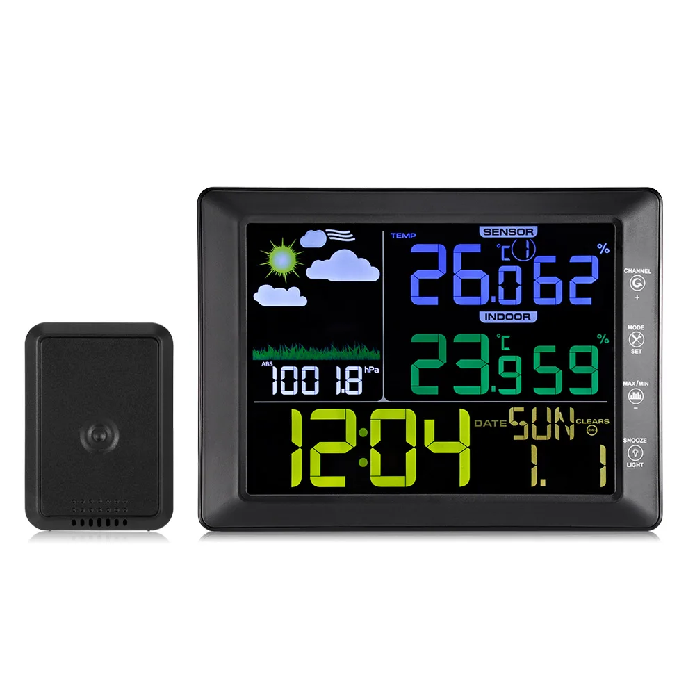 

2018 New Arrival TS - 8210 - BK Barometer Indoor Outdoor Temperature Humidity Digital Alarm Clock for Christmas
