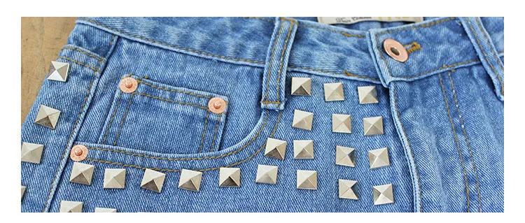 2017 European station Europe and the United States new rivets rivets irregular cat to be side cowboy high waist pants shorts hot pants (24)