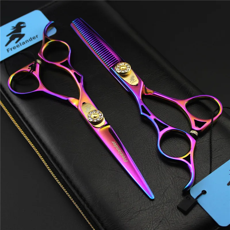 Professional 5.5 inch Hair Scissors Set Japan 440c Steel Shears Customized Left Hand Cutting Barber Makas Hairdressing Scissors - Цвет: set with bag