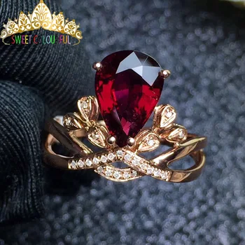 

100% 18K Gold Natural 1CT Rubellite and Diamond Ring With national certificate T-007