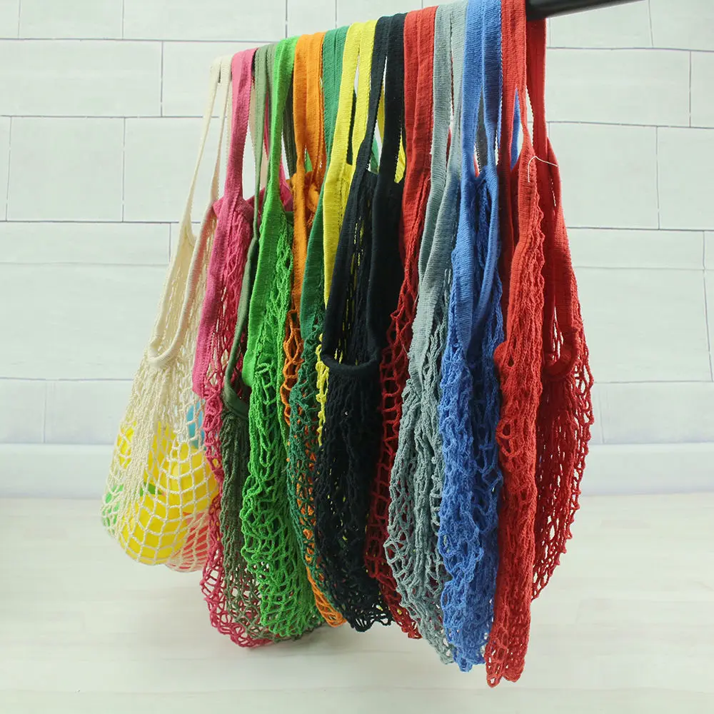 Горячая многоразовая веревка для похода в магазин, сумка для продуктов шоппер тоут сетка тканые хлопковые хозяйственные сумки