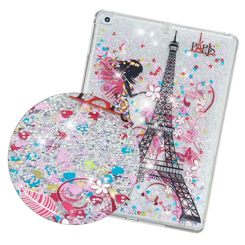 Wekays For Coque Apple New Ipad 9.7 2018 Glitter Liquid Silicon Fundas Case For IPad 9.7 inch 2017 A1822 A1823 Cover Case Shell