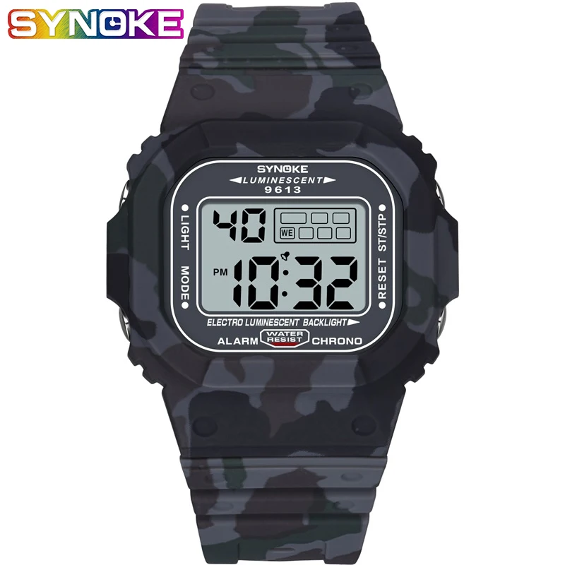 

SYNOKE Outdoor Sport Watch Men Alarm Clock 3Bar Waterproof Watches Week Display Military Fashion Electronic Digital Watches