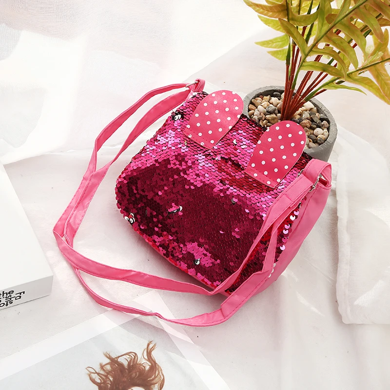 لطيف الاطفال البسيطة المحافظ و حقائب أرنب الأذن الترتر Crossbody حقيبة للطفل الفتيات المدرسة حقائب كتف الأطفال محفظة يد