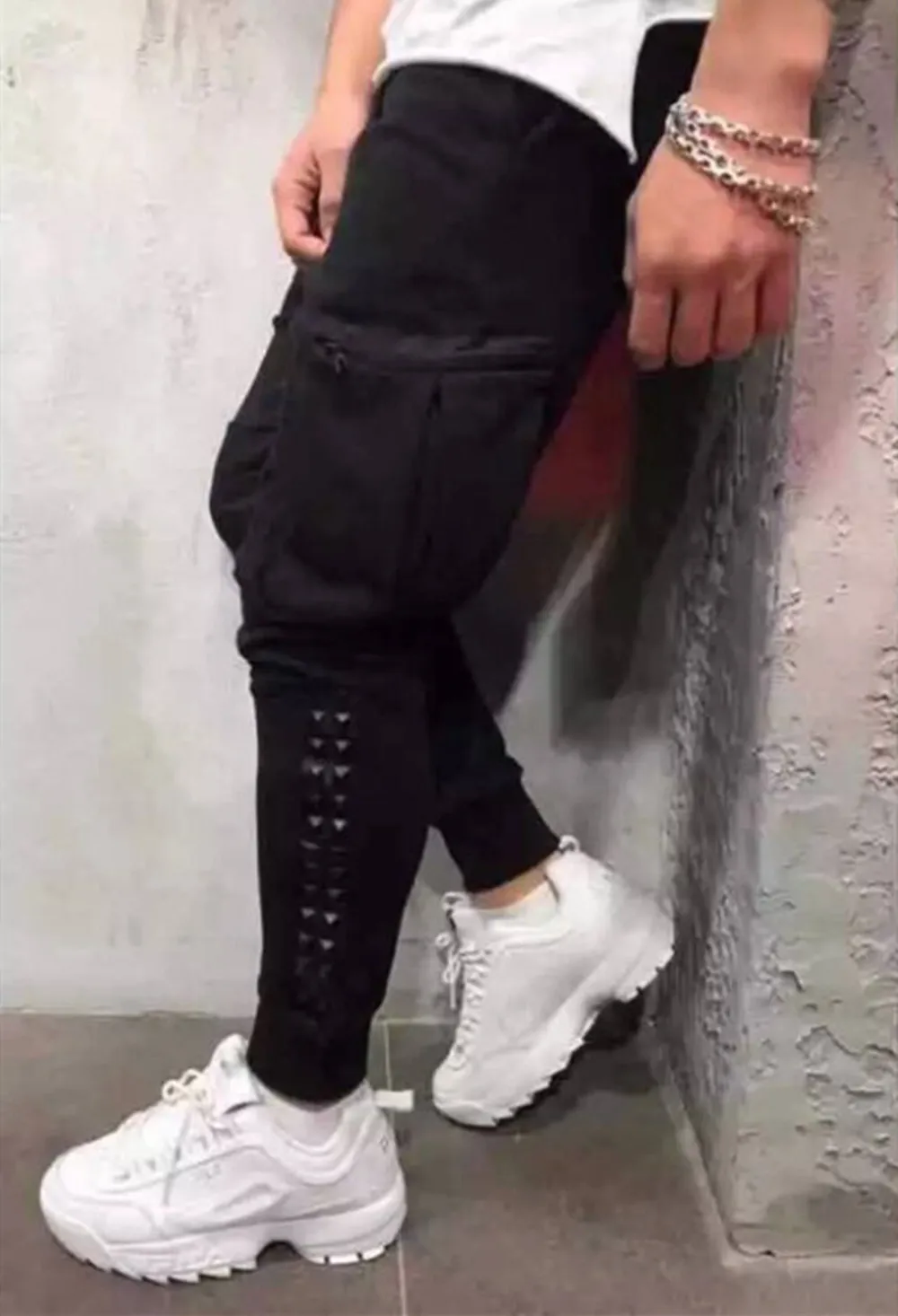 Мужская для спортзала Slim Fit Брюки Нижняя часть спортивного костюма узкие спортивные штаны CA