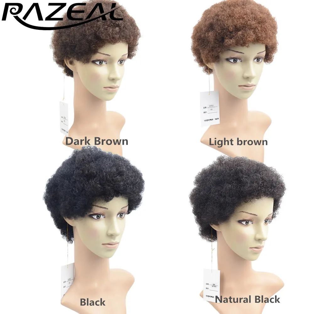 Razeal Short Hair Wigs Afro Kinky Curly Synthetic Short Wigs