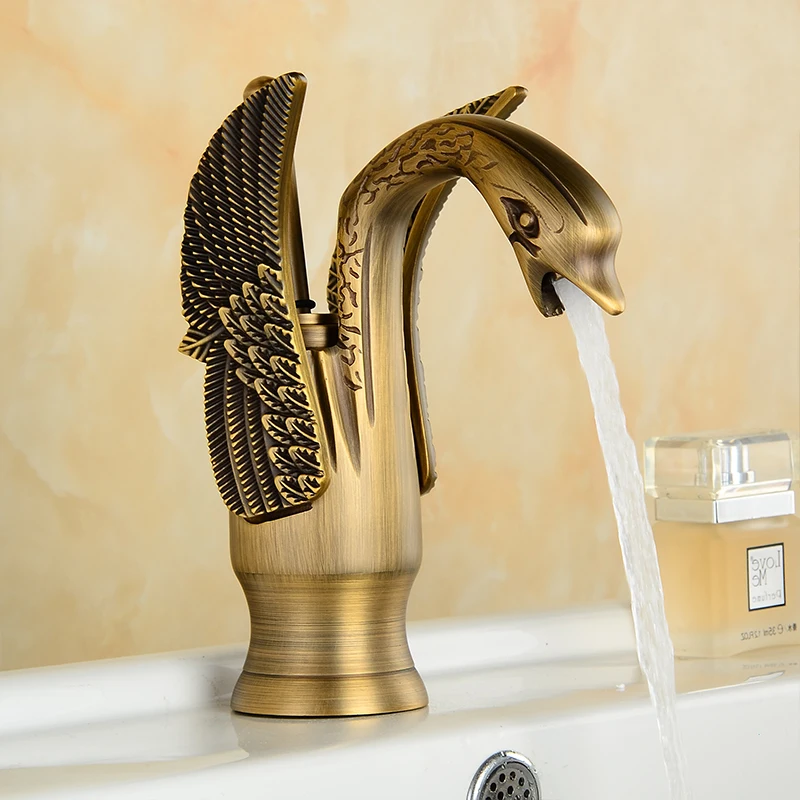 Kaufen Becken Armaturen Neue Design Schwan Wasserhahn Gold Überzogene Waschbecken Wasserhahn Hotel Luxus Kupfer Gold Mixer Wasserhähne heißer und kalt wasserhähne 85535K