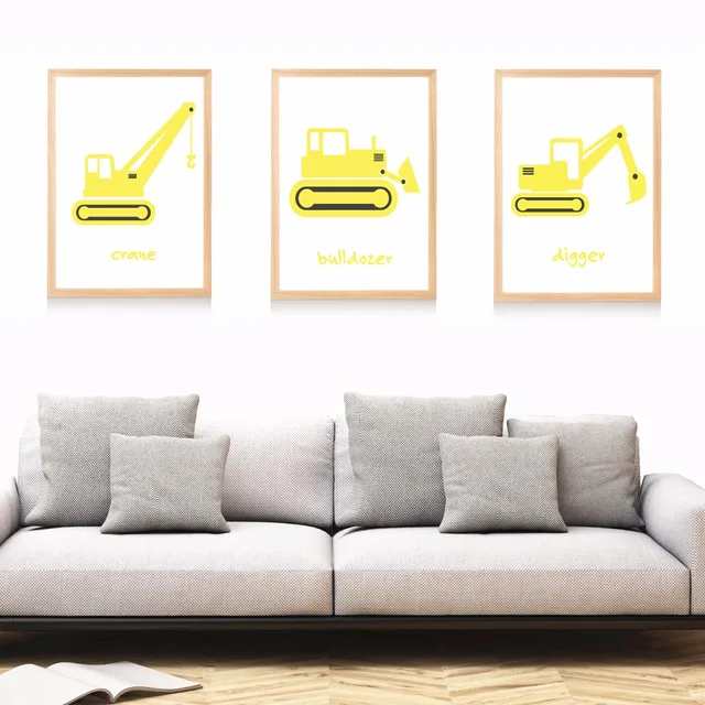 Construction Nursery Set Canvas Art Print Painting Poster Wall Construction Nursery Set Canvas Art Print Painting Poster Wall Pictures For Kids Room Home Decorative Bedroom
