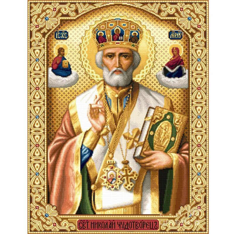 

Diamond Painting Icons St. Nicholas Of Myra Full Square Round Diamond Embroidery Mosaic Pattern Orthodox Religion Crafts