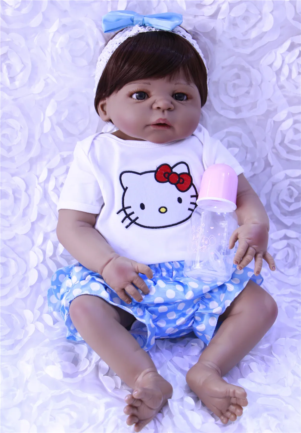

55cm Full Body Silicone Reborn Baby Black reborn babies boy Doll Toys 22inch bebe Bathe Toy bonecas reborn xmas Gift