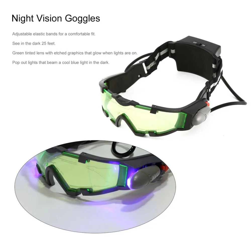 1 шт. очки eyeshield зеленые линзы регулируемая эластичная лента ночное видение 25 футов очки светодиодный свет темные очки Прямая поставка