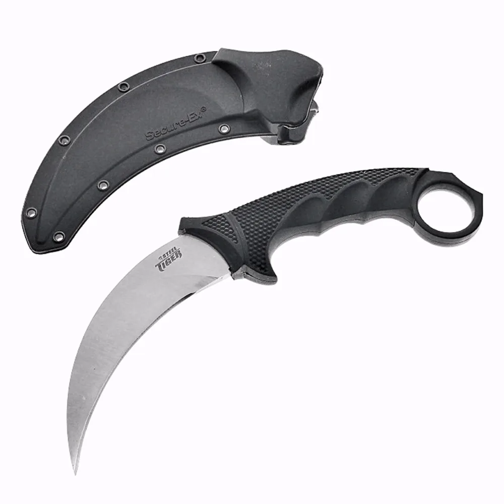 

ToughKeng Cold Steel CS GO Karambit Knife VG-1 Stainless Steel Kraton& Grivory Handle Wilderness Survival Claw Knives