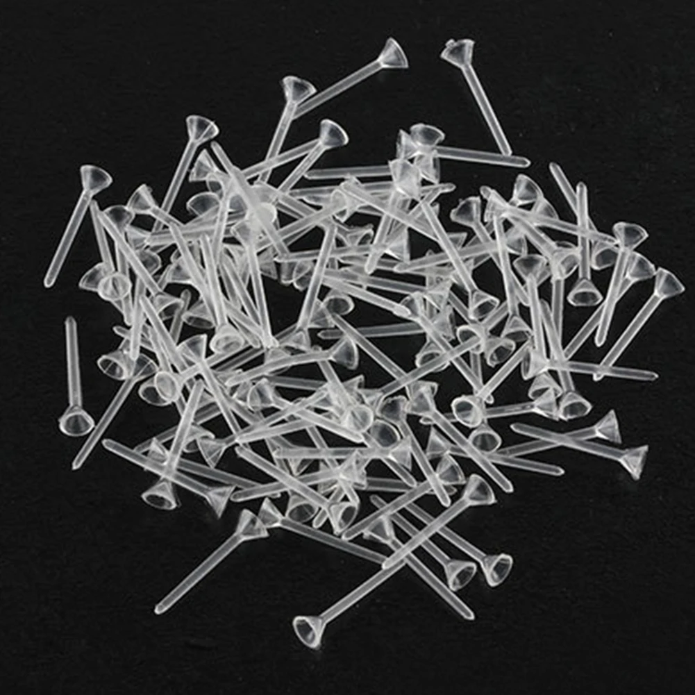 

100pcs Miniature Plastic Fixed Bar Transparent Base Hold Craft Micro Landscaping Home Garden Decoration