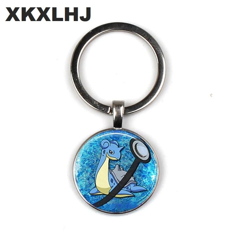 

XKXLHJ Pokemon Key Chains Infernape Latios Pokeball Keyrings For Men Glass Cabochon Keychain Gifts