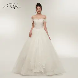 ADLN сексуальное свадебное платье с открытыми плечами с вырезом лодочкой Аппликация Кружевное Свадебное платье es высокое качество
