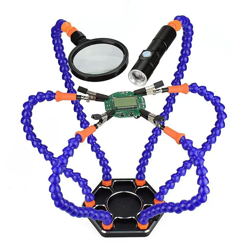

ELEG-Soldering Station Third Pana Hand with 6pc Helping Hands USB Rechargeable Flashlight magnifier Welding Tool
