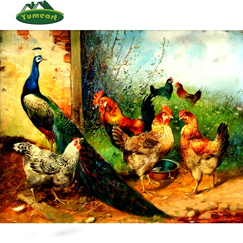 NEW 3D DIY Needlework Diamond Embroidery peacocks and Cock DMC Cross Stitch Kit Diamond Mosaic