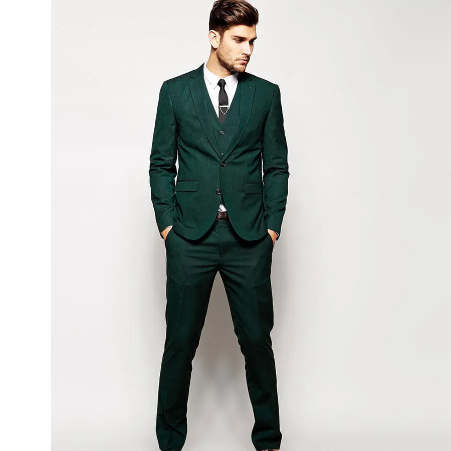 Notch Lapel New 2017 Handsome font b mens b font font b Suits b font Green
