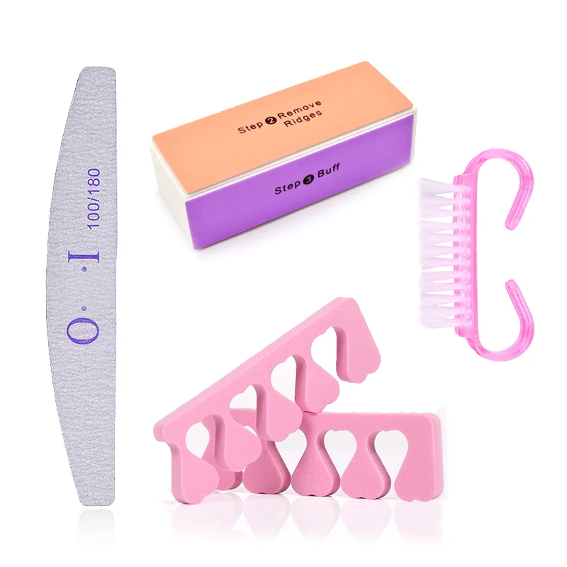 

4pcs/Set Nail File 100/180 Brush Durable Buffer Grit Lime Sand Fing Nail Art Tool Accessories Sanding Files UV Gel Polish Tools