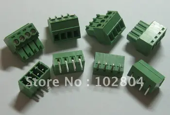 

100 pcs Angle 4pin/way Pitch 3.81mm Screw Terminal Block Connector Green Color Pluggable Type with angle pin