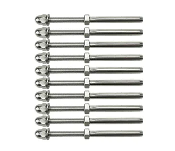 

10Pcs able Railing Swage Threaded Stud Tension End Fitting Terminal for 1/8 Cable Deck Railing Hand Swage T316 Stainless Steel