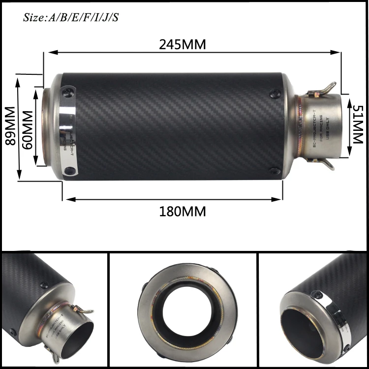 245-300 мм универсальный глушитель выхлопной трубы мотоцикла на Silp Модифицированная 38-60,5 мм нержавеющая сталь глушитель выхлопной системы