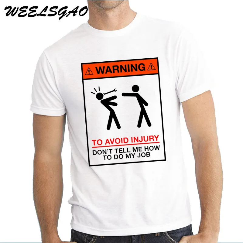 

WEELSGAO Warning To Avoid Injury Mens Funny Builder Mechanic Engineer T Shirt Dad Gift Summer Personality Fashion Men T-Shirt