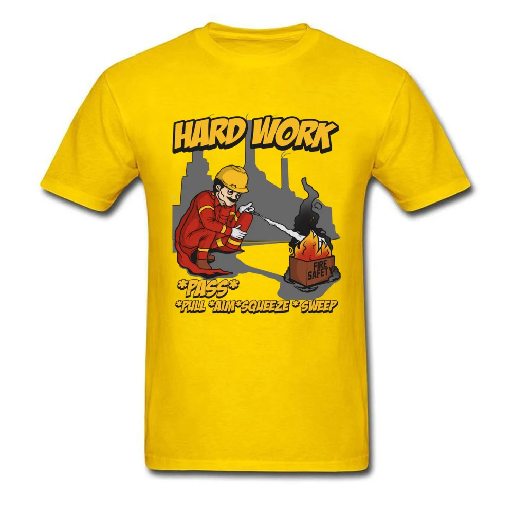 Printed Pass Fire Extinguisher Casual Short Sleeve Fall Tees Newest Crew Neck Pure Cotton Top T-shirts Men Top T-shirts Pass Fire Extinguisher yellow