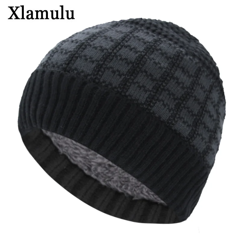 

Xlamulu Brand Fashion Men Skullies Beanies Knitted Hat Winter Hats For Women Warm Male Gorros Bonnet Caps Thicken Beanies Hats