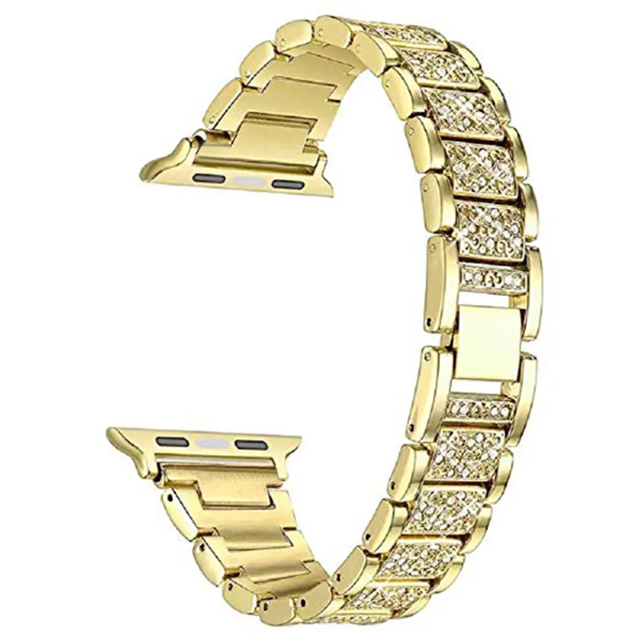 Gold Женский ремешок для часов Apple Watch 38, 40 мм, ремешок из нержавеющей стали Daimond, ремешок для наручных часов iWatch серии 4, 3, 2, 1,44 мм, 42 мм - Цвет ремешка: Gold