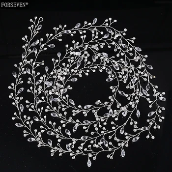 

New Arrival Alloy Long Crystal Headband for Women Luxurious Wedding Hair Jewelry Rhinestones Bride Hiar Bands Accessories FD473