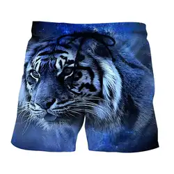 Lizhiyang 2018 Новая мода лето Для мужчин Пляжные шорты 3D принт тигр синий забавные Для мужчин бермуды доска Шорты для женщин Мотобрюки