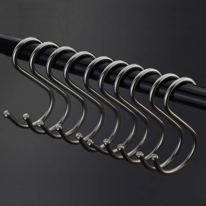 

10pcs/lot Free Shipping Small Szie Stainless Steel Modern Hangers Kitchen S hooks for Pots and Pans