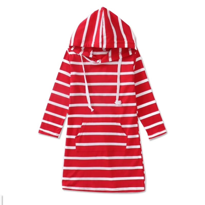 

Girls Dress 3 10 to 12 years Striped Dress For Girls Casual Long Sleeve Infantil Children Clothing Hooded Vestidos costume kids