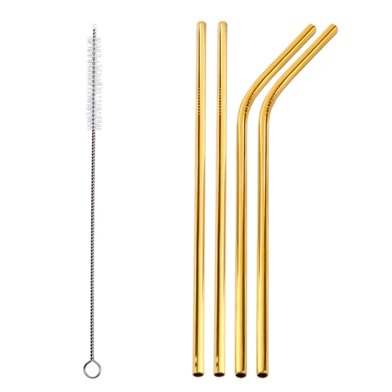 

Stainless Steel Straw With Cleaner Brush Reusable Metal Drinking Straws Food Grade 6*215MM Straw Color Straw Box