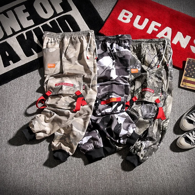 2019 Для мужчин уличной моды s Камуфляж Jogger брюки молодежи Повседневное весенние