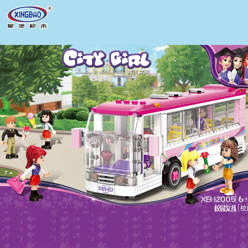 X Models Building toy Compatible with Lego X12005 402Pcs School Bus Blocks Toys Hobbies For Boys Girls Model Building Kits