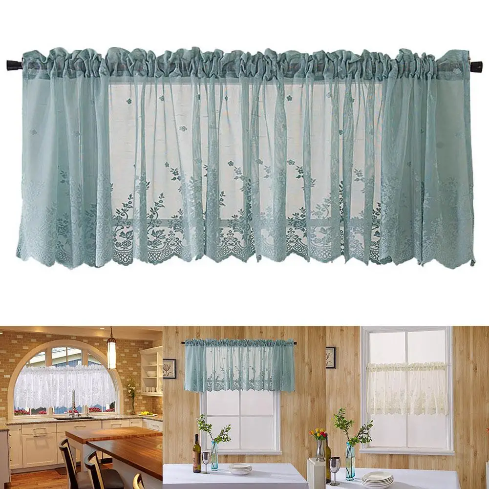

Mesh Lace Flower Window Balcony Short Curtain Kitchen Valance Drape Home Decor