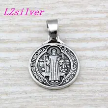 100 шт. Древний серебряный орден Святого Бенедикта амулеты большая дыра бусины подходят Европейский Чарм-браслет, ювелирные изделия, 18x27 мм A-114
