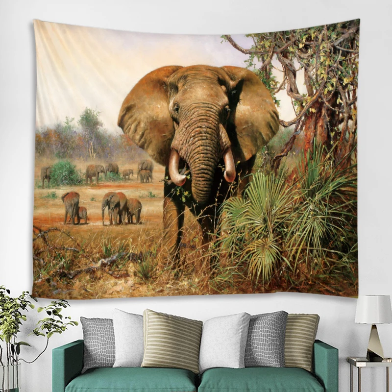 Forest Elephant Tapestry Indian Mandala Tapestry Wall Hanging Tapestries Boho Bedroom Wall Rug Couch Blanket 6 Size