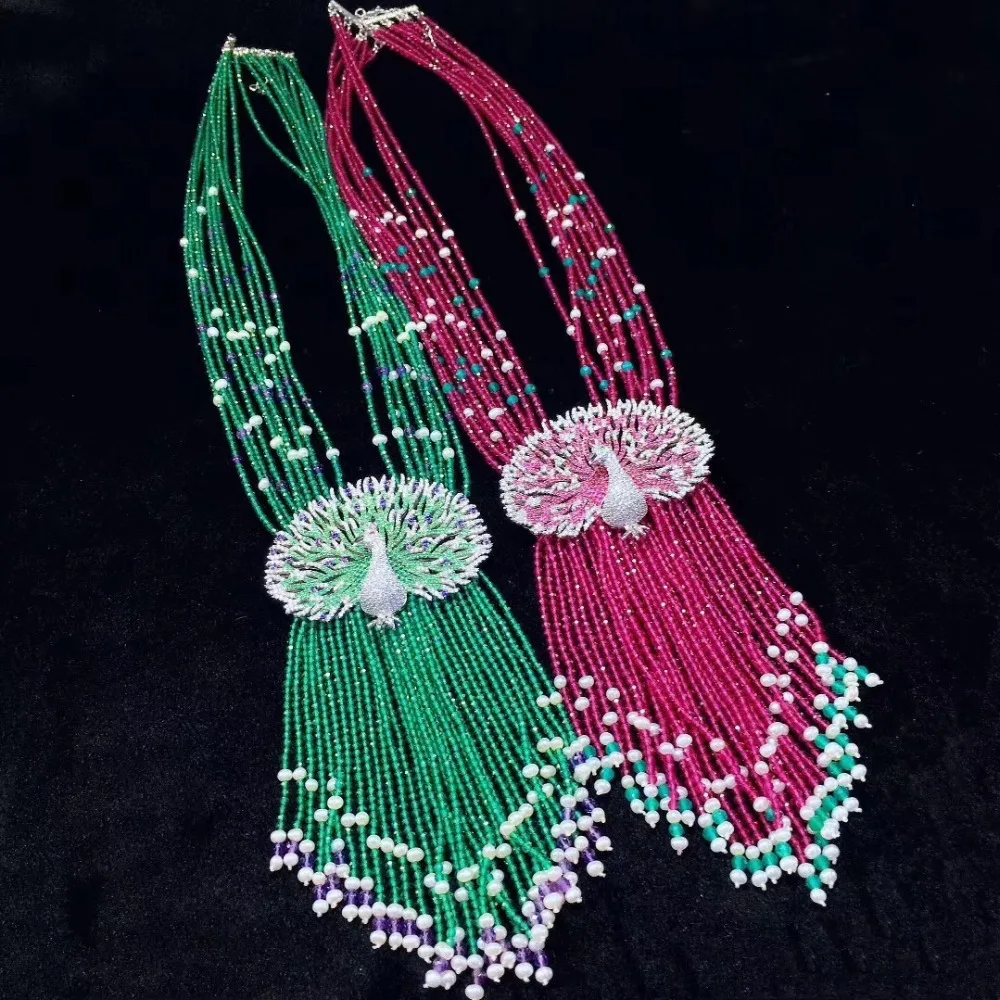 Подвеска на ожерелье Павлин натуральный пресноводный жемчуг серебро 925 пробы с агатом ожерелье зеленый цвет розовый красный свадебное ожерелье