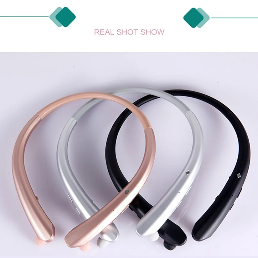 2019 New Mini ergonomic design Sport cozy wearing Universal Wireless Bluetooth Earphone with Mic HiFi Sound Headset Foldable #A