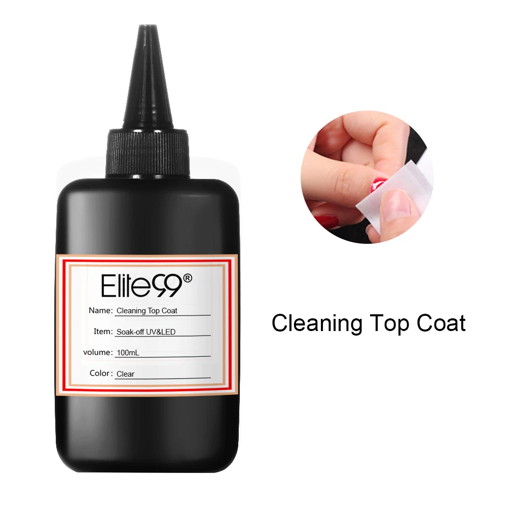 Elite99 100 мл мерцающий неоновый УФ лак для ногтей Полупостоянный УФ-гель для ногтей Дизайн ногтей Блестящий гель для ногтей гель лак - Цвет: Cleaning Top Coat