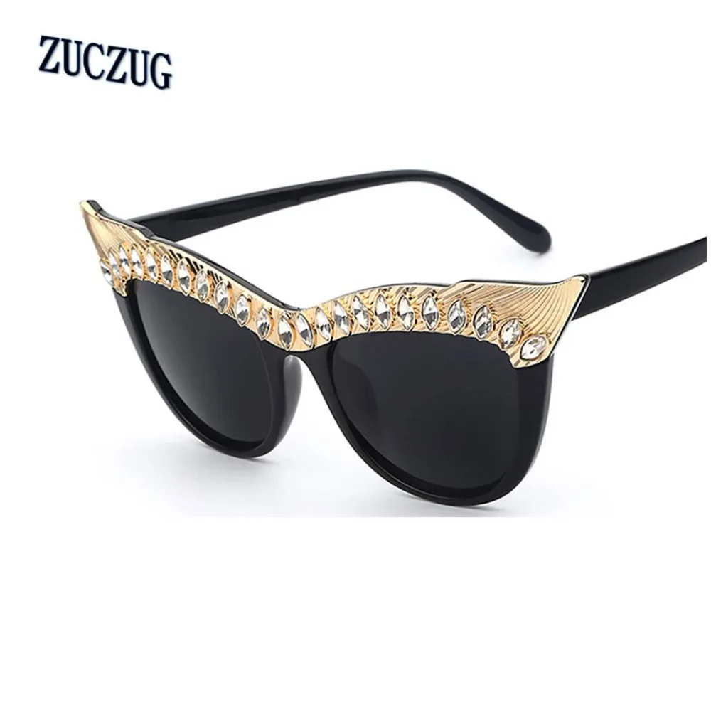 

Lady Crystal Stone Oversized Cat Eye Frame Women Summer Style Sunglasses Brands Designer Sexy Female Fashion Sun glasses Oculos